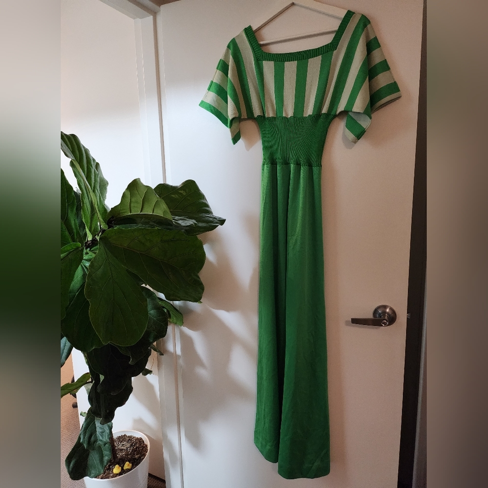 Vintage 70s Green Maxi Dress size 8 - Picture 2 of 5